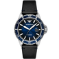 Emporio Armani Diver Black Leather Strap Blue Dial Quartz Watch for Gents - AR11516